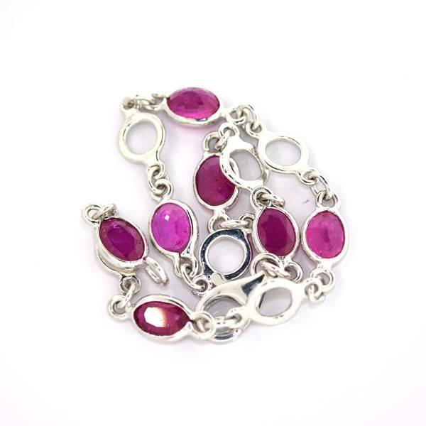 APP: 6k 3CT Oval Cut Ruby Over Sterl Silver Bracelet: 3.98CT Oval Cut Ruby Platinum Over Sterling Silver Bracelet - Appraisal Value: $6.5K