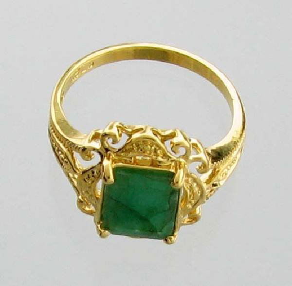 APP: 6k 2CT Rectangle Emerald & 14kt. Over Silver Ring: 2.43CT Rectangle Cut Emerald and 14kt. Over Sterling Silver Ring - Appraisal Value: $6.5K