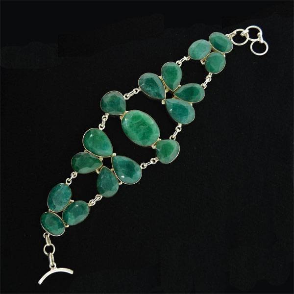 APP: 15k 210CT Mixed Cut Grn Beryl & Silver Bracelet: 210.60CT Mixed Cut Green Beryl and Sterling Silver Bracelet - Appraisal Value: $15.5K