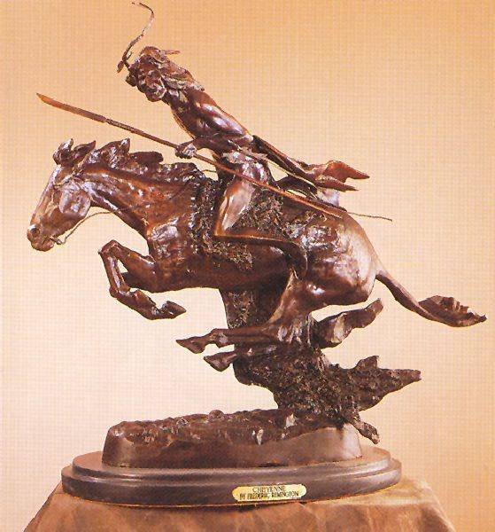 Reissue Patinated Bronze Sculpture ''Cheyenne'' by Fred: Reissue Patinated Bronze Sculpture ''Cheyenne" Bronze by Frederic Remington - Regular ==