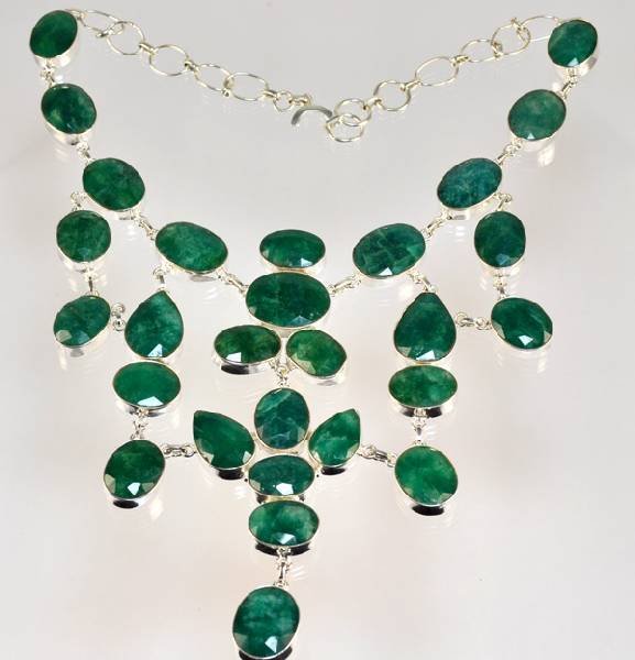 APP: 14k 315CT Mixed Cut Grn Beryl & Silver Necklace: 315.23CT Mixed Cut Green Beryl and Sterling Silver Necklace - Appraisal Value: $14.1K