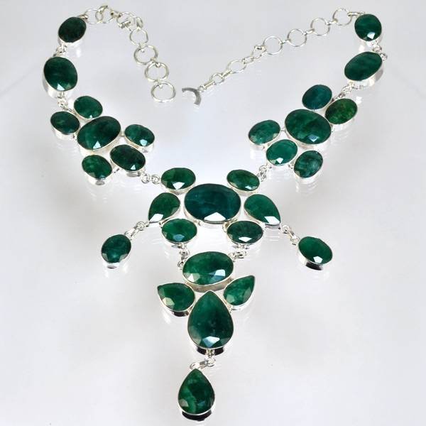 APP: 13k 301CT Mixed Cut Grn Beryl & Silver Necklace: 301.89CT Mixed Cut Green Beryl and Sterling Silver Necklace - Appraisal Value: $13.2K