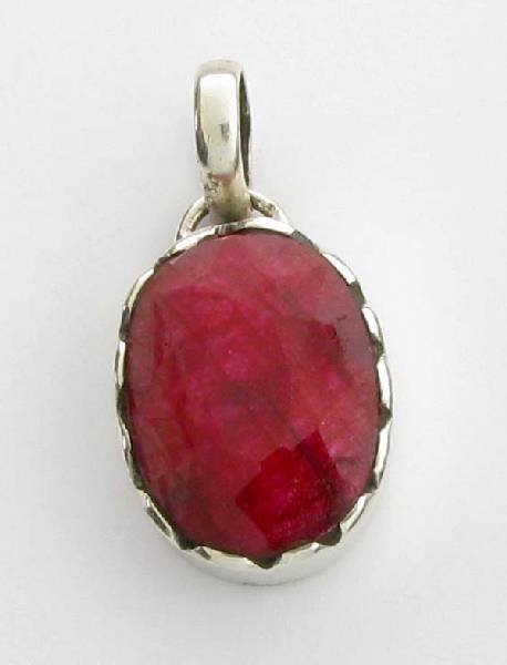APP: 2k 15CT Oval Cut Red Ruby & Sterl Silver Pendant: 15.12CT Oval Cut Red Ruby & Sterling Silver Pendant - Appraisal Value: $2.2K