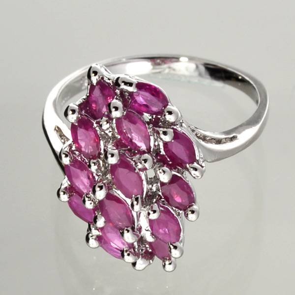 APP: 2k 1CT Marquise Cut Ruby & Over Sterl Silver Ring: 1.51CT Marquise Cut Ruby and Platinum Over Sterling Silver Ring - Appraisal Value: $2.4K