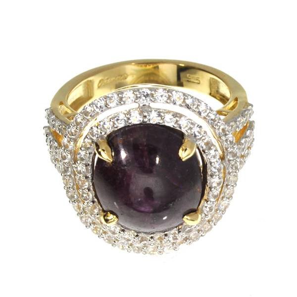 APP: 2k *12CT Star Ruby & White Sapphire 14kt Gold Ring: *12.78CT Star Ruby and White Sapphire 14 kt. Gold Over Sterling Silver Ring - Appraisal Value: $2.0K