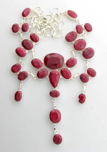 APP: 21k 221.40CT Ruby & Pearl Sterling Silver Necklace: 221.40CT Ruby and Pearl Sterling Silver Necklace - Appraisal Value: $21.4K