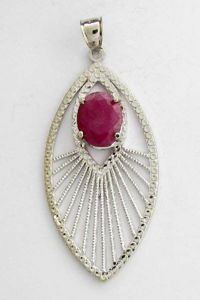 APP: 7k 7.08CT Oval Cut Ruby & Sterling Silver Pendant: 7.08CT Oval Cut Ruby and Sterling Silver Pendant - Appraisal Value: $7.5K