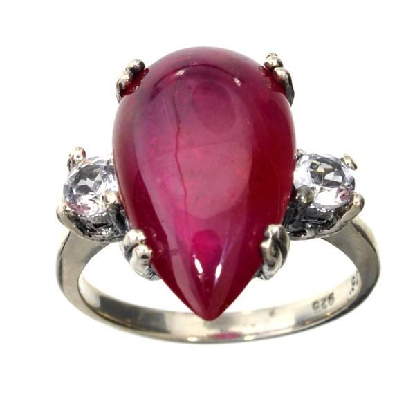 APP: 7k 12CT Ruby & Topaz Plat Over Sterl Silver Ring: 12.88CT Ruby and Topaz Platinum Over Sterling Silver Ring - Appraisal Value: $7.7K <