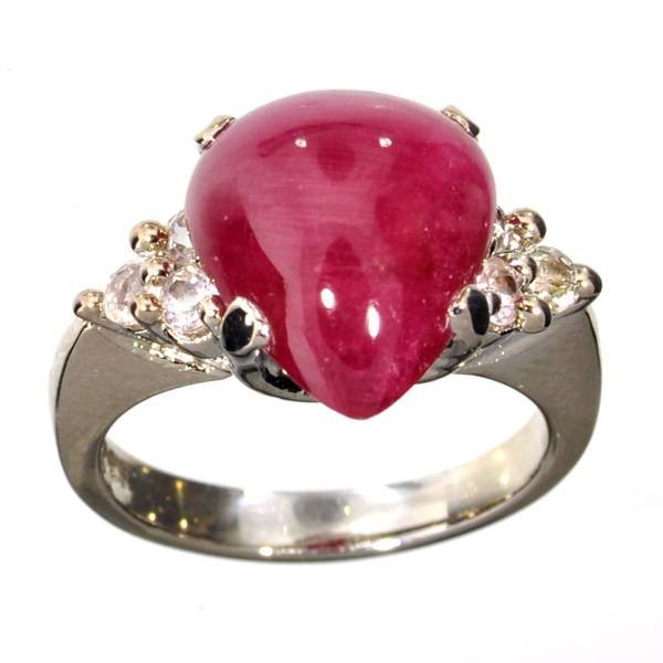 APP: 6k 11CT Ruby & Topaz Plat Over Sterl Silver Ring: 11.20CT Ruby and Topaz Platinum Over Sterling Silver Ring - Appraisal Value: $6.7K <