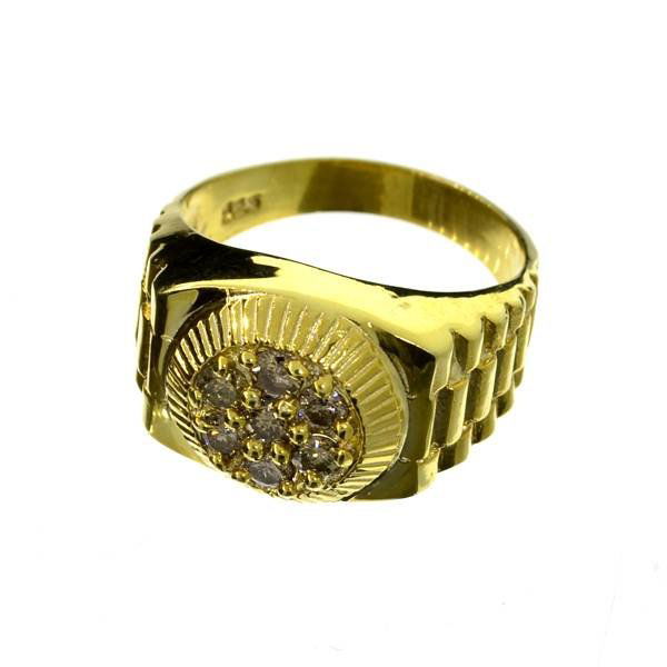 APP: 3k 0CT Diamond 18kt over Silver Rolex Style Ring: 0.56CT Diamond 18 kt. Yellow Gold over Sterling Silver Rolex Style Ring - Appraisal Value: $3.5K