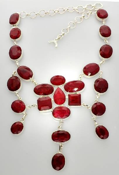 APP: 33k 348CT Mixed Cut Ruby & Sterl Silver Necklace: 348.48CT Mixed Cut Ruby and Sterling Silver Necklace - Appraisal Value: $33.1K