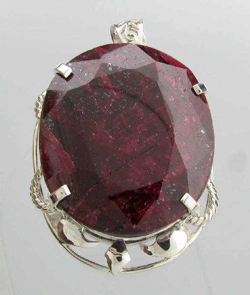 APP: 34k 496 CT Oval Cut Ruby & Sterling Silver Pendant: 496.75CT Oval Cut Ruby and Sterling Silver Pendant - Appraisal Value: $34.9K