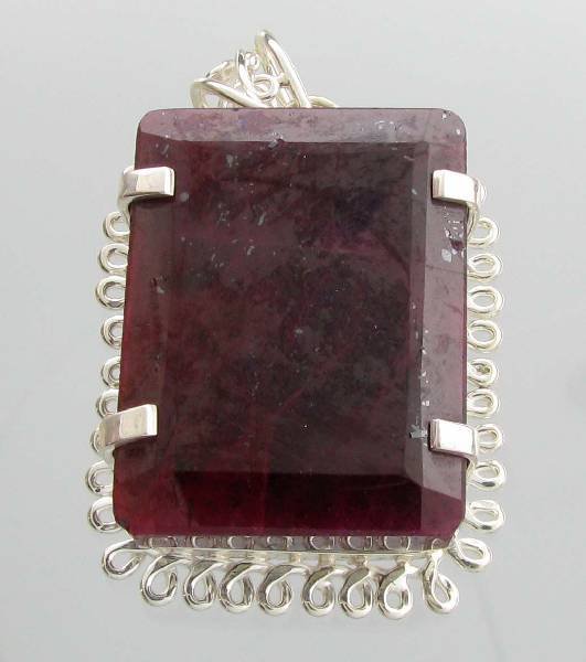 APP: 26k 381CT Emerald Cut Ruby & Sterl Silver Pendant: 381.88CT Emerald Cut Ruby and Sterling Silver Pendant - Appraisal Value: $26.8K
