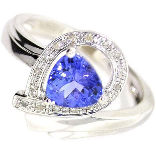 APP: 2k 1CT Tanzanite & Diamond Sterl Silver Ring: 1.07CT Tanzanite and Diamond Platinum Over Sterling Silver Ring - Appraisal Value: $2.1K