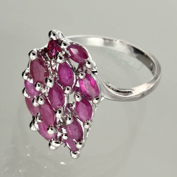 APP: 2k 1CT Marquise Cut Ruby & Sterl Silver Ring: 1.49CT Marquise Cut Ruby and Platinum Over Sterling Silver Ring - Appraisal Value: $2.4K