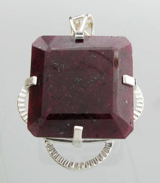 APP: 21k 295CT Square Cut Ruby & Sterl Silver Pendant: 295.36CT Square Cut Ruby and Sterling Silver Pendant - Appraisal Value: $21.1K