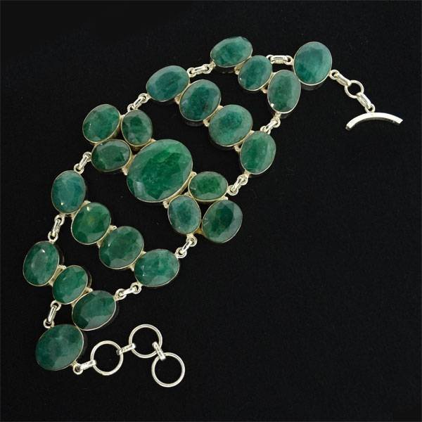 APP: 11k 138CT Oval Cut Grn Beryl & Silver Bracelet: 138.84CT Oval Cut Green Beryl and Sterling Silver Bracelet - Appraisal Value: $11.8K