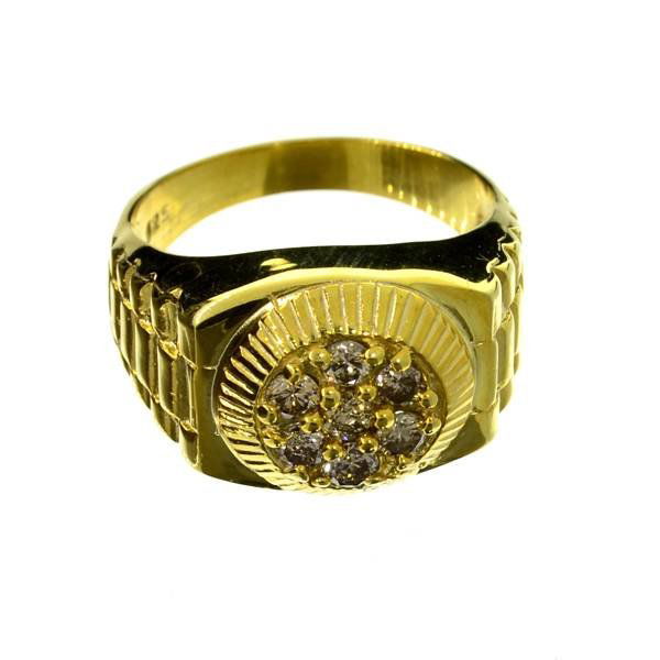 APP: 4k 0CT Diamond 18kt Silver Rolex Style Ring: 0.74CT Diamond 18 kt. Yellow Gold over Sterling Silver Rolex Style Ring - Appraisal Value: $4.5K