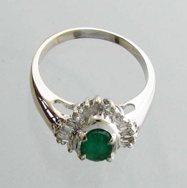APP: 2k 0CT Emerald & Diamond Sterl Silver Ring: 0.73CT Emerald and Diamond Platinum Over Sterling Silver Ring - Appraisal Value: $2.0K