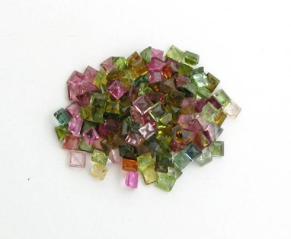 APP: 3k 20CT Multi-Colored, Square Tourmaline Parcel: 20.35CT Multi-Colored, Square Cut Tourmaline Parcel - Appraisal Value: $3.4K