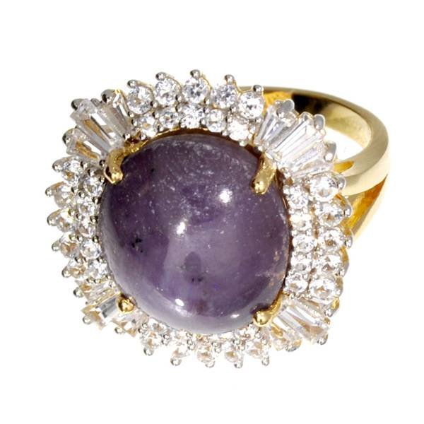 APP: 2k *22CT Ruby & White Sapphire Gold Silver Ring: *22.08CT Star Ruby and White Sapphire 14 kt. Gold Over Sterling Silver Ring - Appraisal Value: $2.1K