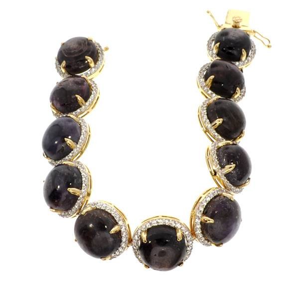 APP: 10k *Ruby & White Sapphire Gold Silver Bracelet: *176.60CT Star Ruby and White Sapphire 14 kt. Gold Over Sterling Silver Bracelet - Appraisal Value: $10.8K