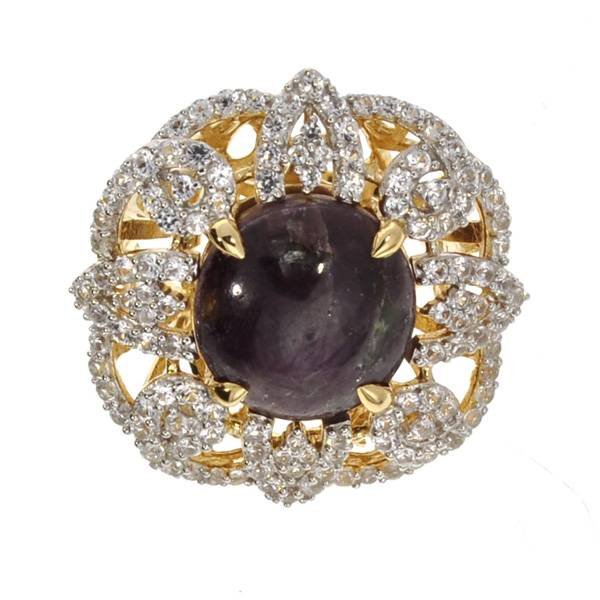 APP: 8k *17CT Ruby & Sapphire 14kt Gold Silver Ring: *17.08CT Ruby and Sapphire 14 kt. Gold Over Sterling Silver Ring - Appraisal Value: $8.2K
