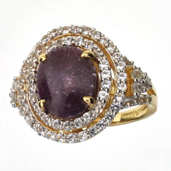 APP: 4k 14 kt Gold 8CT Ruby & Sapphire Silver Ring: 14 kt Gold 8.94CT Ruby And Sapphire Platinum Over Sterling Silver Ring - Appraisal Value: $4.3K