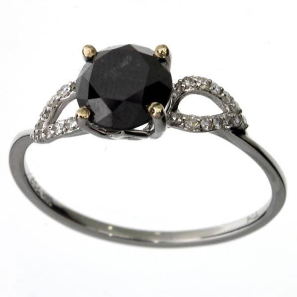 APP: 3k 18 kt White Gold 1CT Round Black Diamond Ring: 18 kt White Gold 1.65CT Round Cut Rare Black Diamond Ring - Appraisal Value: $3.8K<