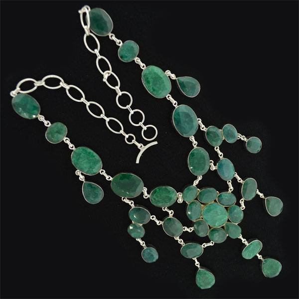 APP: 26k 380CT Mixed Cut Grn Beryl & Silver Necklace: 380.25CT Mixed Cut Green Beryl and Sterling Silver Necklace - Appraisal Value: $26.2K