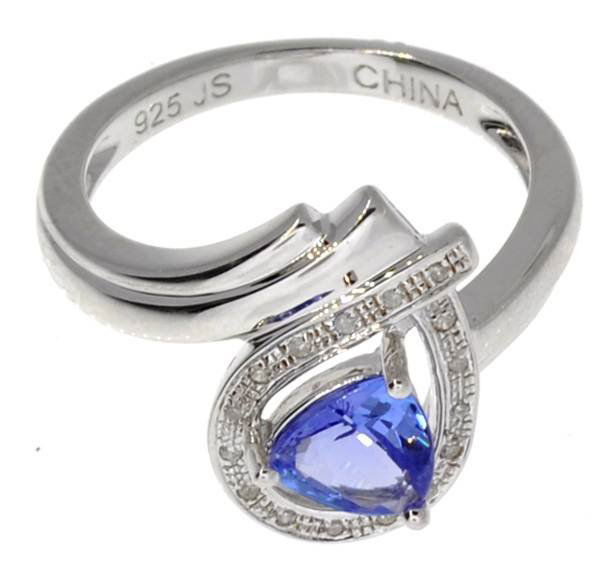 APP: 2k 0CT Triangle Tanzanite Diamond & Silver Ring: 0.80CT Triangle Cut Tanzanite Diamond and Sterling Silver Ring - Appraisal Value: $2.1K