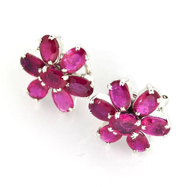 APP: 9k 7CT Oval Cut Ruby Sterl Silver Earrings: 7.18CT Oval Cut Ruby Platinum Over Sterling Silver Earrings - Appraisal Value: $9.4K