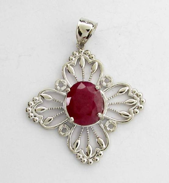 APP: 11k 8.42CT Oval Cut Ruby & Sterling Silver Pendant: 8.42CT Oval Cut Ruby and Sterling Silver Pendant - Appraisal Value: $11.2K