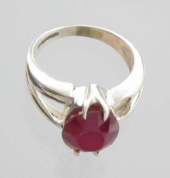 APP: 6k Sebastian 5CT Oval Cut Ruby & Silver Ring: Designer Sebastian 5.86CT Oval Cut Ruby and Sterling Silver Ring - Appraisal Value: $6.1K