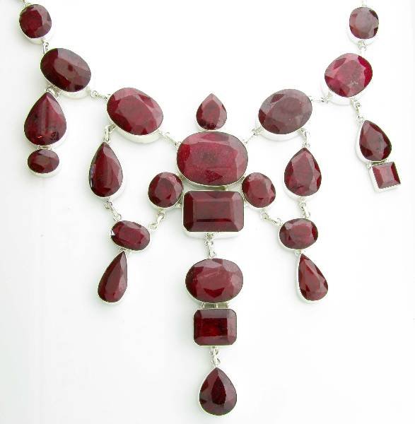 APP: 53k 780CT Mixed Cut Ruby & Sterl Silver Necklace: 780.16CT Mixed Cut Ruby and Sterling Silver Necklace - Appraisal Value: $53.0K