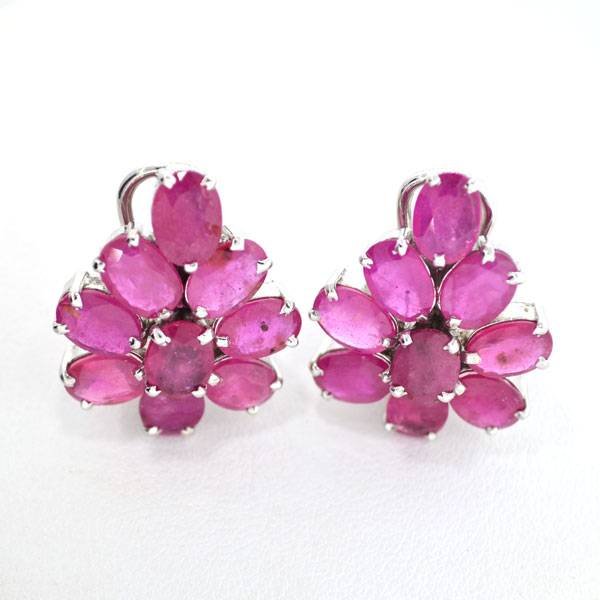 APP: 10k 20CT Oval Cut Ruby Sterl Silver Earrings: 20.35CT Oval Cut Ruby Platinum Over Sterling Silver Earrings - Appraisal Value: $10.1K