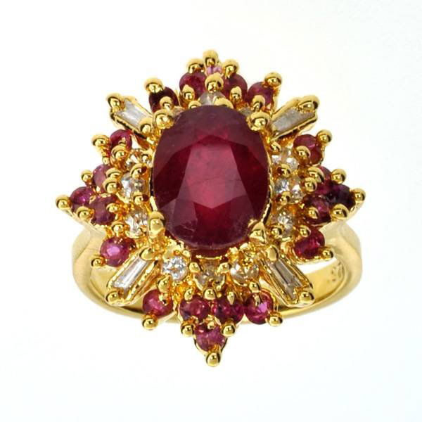 APP: 10k 2CT Ruby & Diamond 14kt. Sterl Silver Ring: 2.72CT Ruby and Diamond 14kt. Over Sterling Silver Ring - Appraisal Value: $10.5K
