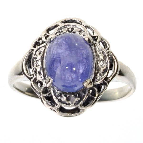 APP: 4k 3CT Oval Cut Cabochon Tanzanite & Silver Ring: 3.12CT Oval Cut Cabochon Tanzanite and Platinum Over Sterling Silver Ring - Appraisal Value: $4.7K