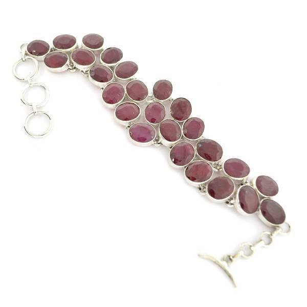 APP: 9k 80 CT Oval Cut Ruby & Sterling Silver Bracelet: 80.41CT Oval Cut Ruby and Sterling Silver Bracelet - Appraisal Value: $9.5K