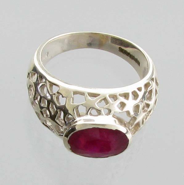APP: 3k Sebastian 3CT Oval Cut Ruby & Silver Ring: Designer Sebastian 3.17CT Oval Cut Ruby and Sterling Silver Ring - Appraisal Value: $3.4K