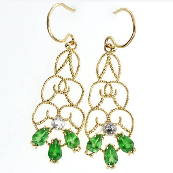 APP: 5.1k 14kt Gold 3.29CT Tsavorite & Topaz Earrings: 14kt Gold 3.29CT Tsavorite and Topaz Earrings - Appraisal Value: $5.0K