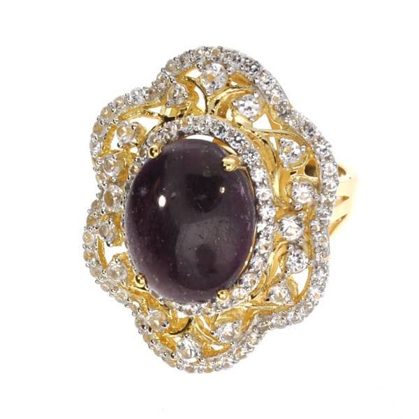 APP: 7k *14CT Ruby & Sapphire 14kt Gold Silver Ring: *14.82CT Ruby and Sapphire 14 kt. Gold Over Sterling Silver Ring - Appraisal Value: $7.5K