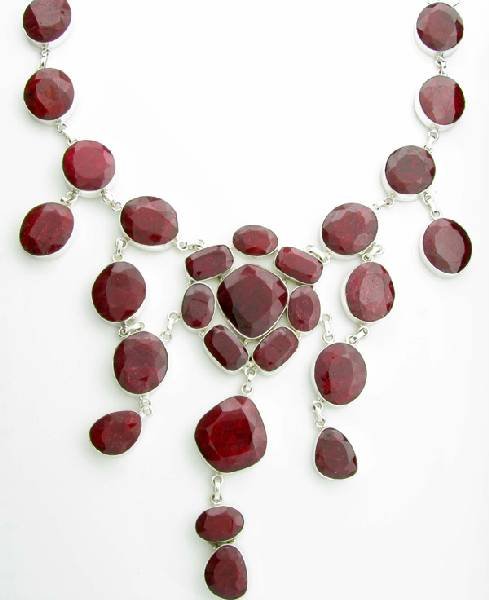 APP: 30k 428CT Mixed Cut Ruby & Sterl Silver Necklace: 428.19CT Mixed Cut Ruby and Sterling Silver Necklace - Appraisal Value: $30.0K