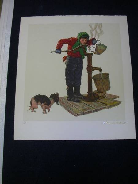 Norman Rockwell Encore Lithograph - "Winter Morning": Norman Rockwell Encore Lithograph - ''Winter Morning'' - Gold Signature, Pencil Numbered ==