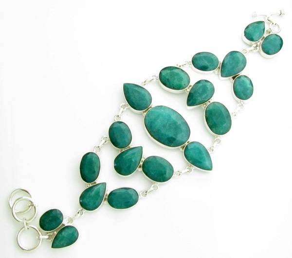 APP: 11k 135CT Mixed Cut Grn Beryl & Silver Bracelet: 135.00CT Mixed Cut Green Beryl and Platinum Over Sterling Silver Bracelet - Appraisal Value: $11.0K