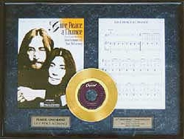 JOHN LENNON ''Give Peace a Chance'' Gold Record w/Music: JOHN LENNON "Give Peace a Chance"