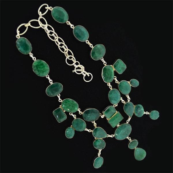 APP: 22k 324CT Mixed Cut Grn Beryl & Silver Necklace: 324.08CT Mixed Cut Green Beryl and Sterling Silver Necklace - Appraisal Value: $22.4K