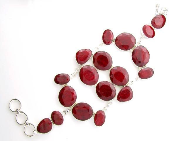 APP: 12k 167CT Mixed Cut Ruby & Sterl Silver Bracelet: 167.97CT Mixed Cut Ruby and Sterling Silver Bracelet - Appraisal Value: $12.2K