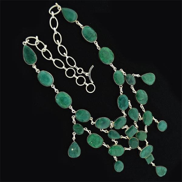APP: 21k 314CT Mixed Cut Grn Beryl & Silver Necklace: 314.80CT Mixed Cut Green Beryl and Sterling Silver Necklace - Appraisal Value: $21.8K