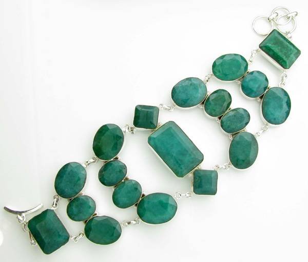 APP: 17k 228CT Mixed Cut Grn Beryl & Silver Bracelet: 228.89CT Mixed Cut Green Beryl and Sterling Silver Bracelet - Appraisal Value: $17.5K
